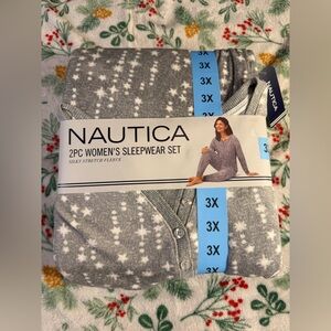 Nautica Women’s 2-Piece Gray Star Sleepwear Set 3X NWT